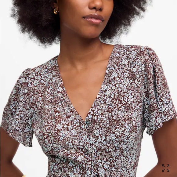 NWT Madewell Button Front Floral Flutter Sleeve Dress Size 12 Retail &148.00 - Picture 4 of 13